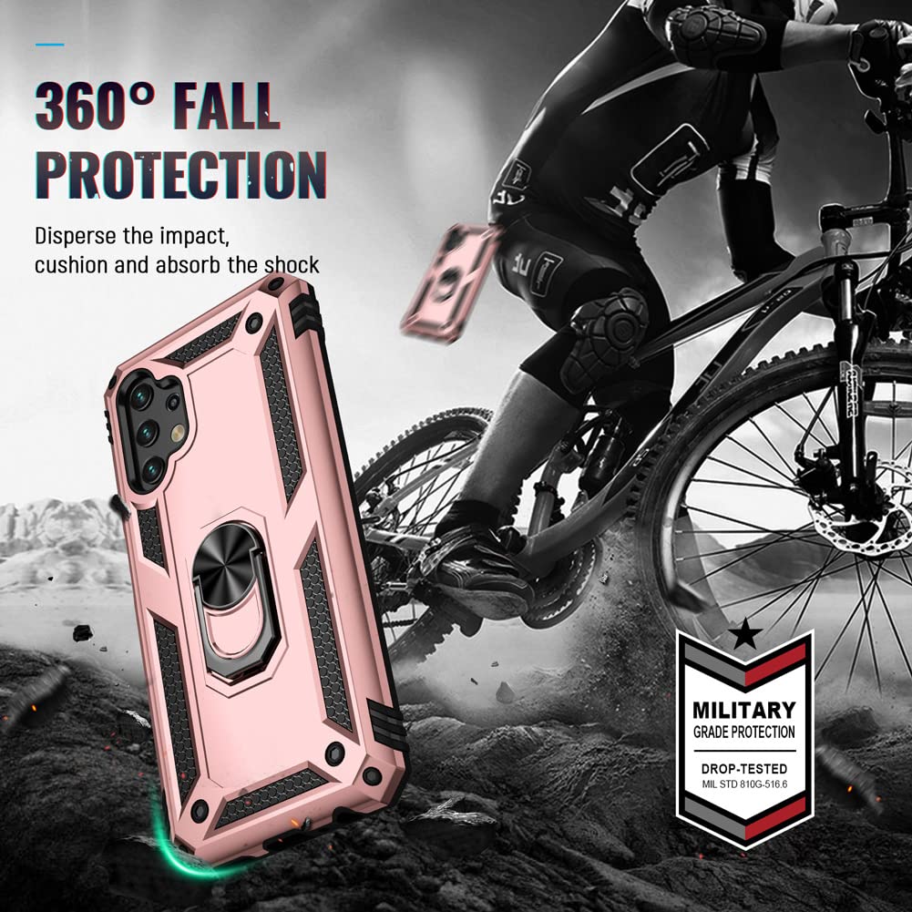For Galaxy A13 4G Case, Samsung A13 4G Case With Hd Screen Protector, Military-Grade Ring Holder Stand Car Mount 15Ft Drop Teste